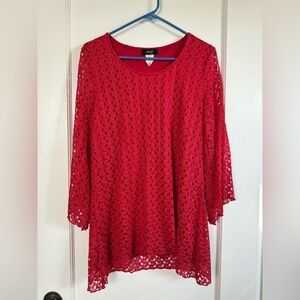 Red Lace Overlay Top